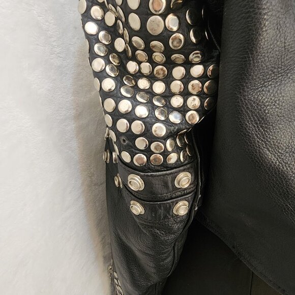 Vintage 1980s Vanguard Studded Leather Biker Jacket Women’s Medium Cropped - Picture 14 of 16